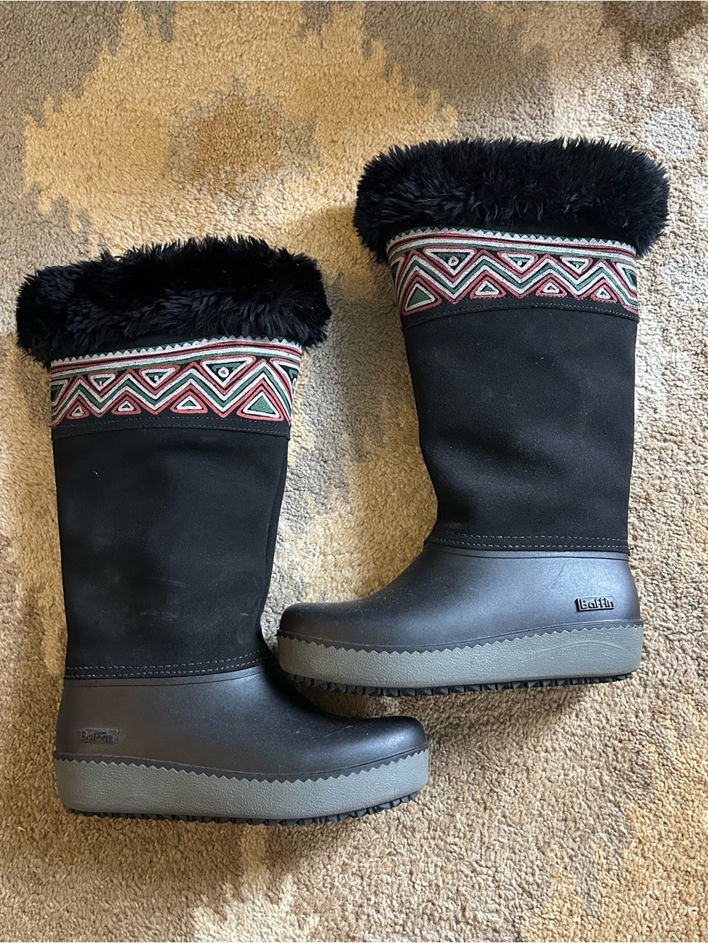 Vintage Baffin Hand Painted Leather Insulated Winter Boots Sz 7 EUC!